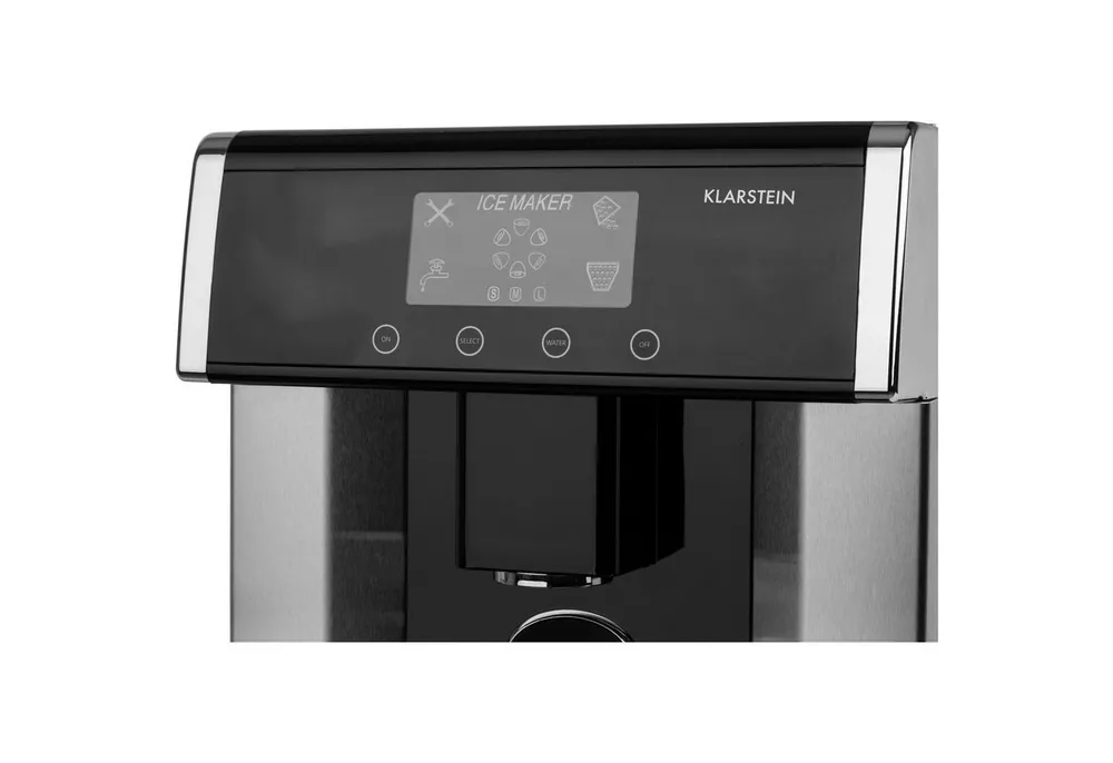 Klarstein Eiswürfelmaschine Eiszeit Eiswürfelmaschine Edelstahl 15 kg/24h 3 Größen silber, Eiswürfelbereiter Ice Cube Maker Ice Maker mit LCD & Wassertank