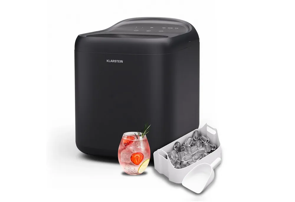 Klarstein Eiswürfelmaschine SparkIce Eismaschine 15 kg/24h 1,5L 2 Modi 6 Min. Touch Auto-Reinigung, Ice Maker Eiswürfelmaschine elektrisch mit Wassertank 1,5L Display