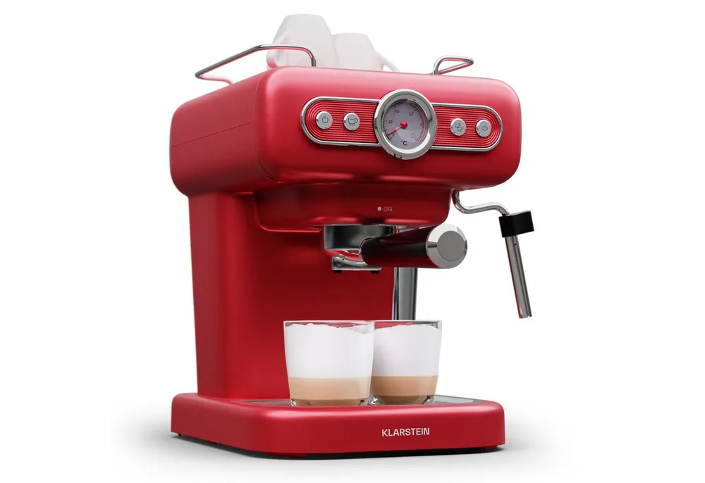 Klarstein Espressomaschine, 1.2l Kaffeekanne, Kaffeemaschine 950 W 19 Bar 2 Tassen