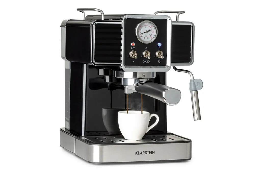 Klarstein Espressomaschine, 1.5l Kaffeekanne, Gemahlener Kaffee & Pads: 2-in-1-Nutzung