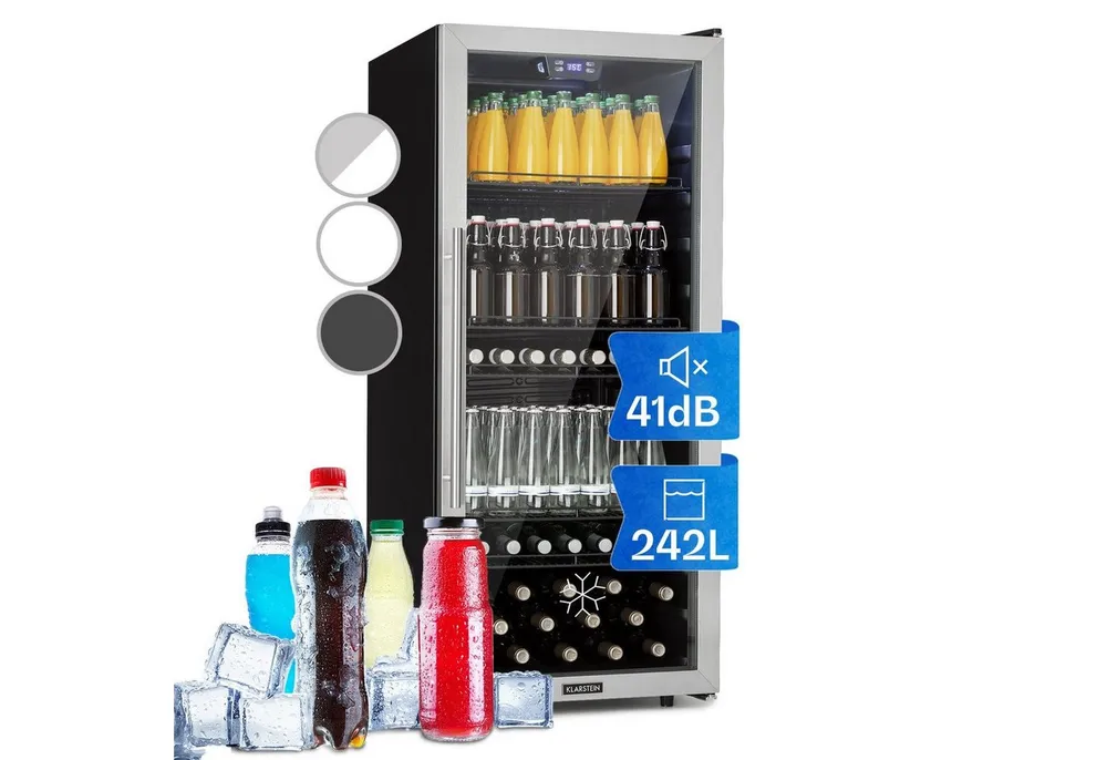 Klarstein Getränkekühlschrank 10045901, 127.7 cm hoch, 55 cm breit, Bierkühlschrank Hausbar Getränke Flaschenkühlschrank Glastür