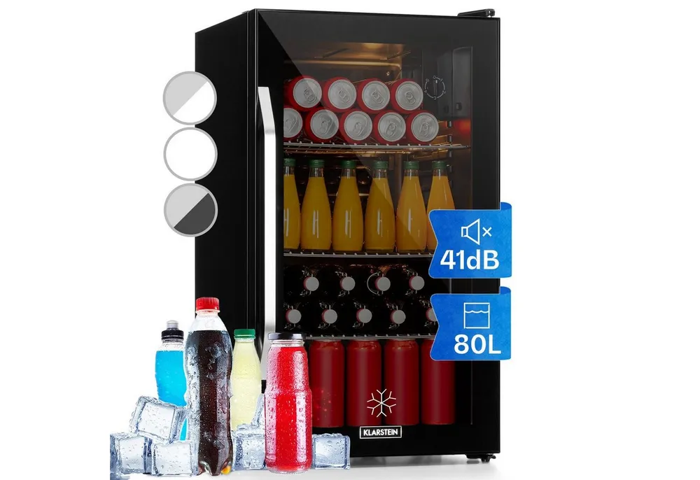 Klarstein Getränkekühlschrank Beersafe XXL Onyx Getränkekühlschrank 80 L Glastür schwarz 10034848, 84.5 cm hoch, 47.4 cm breit, Bier Hausbar Getränkekühlschrank Flaschenkühlschrank Glastür