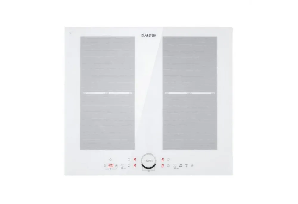 Klarstein Induktions-Kochfeld Delicatessa 60 Induktionskochfeld 4 Zonen 7000W 60 cm Glaskeramik weiß, Einbau Glaskeramikkochfeld 4 Platten Elektro Einbaukochfeld Induktion