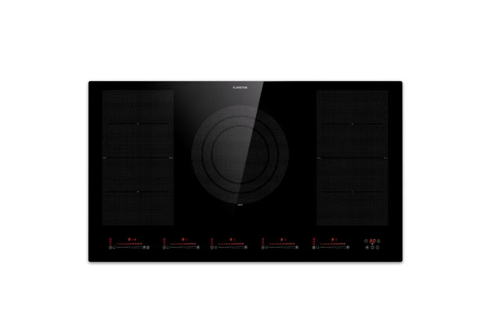 Klarstein Induktions-Kochfeld Masterzone 90 Flex Induktion 5 Zonen 12600W mit Booster & Smart Flex, Einbau-Kochfeld Glaskeramik 90 cm autark mit Slider & Restwärme