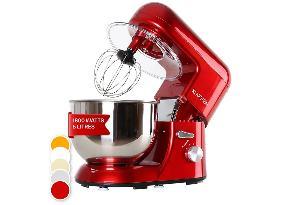 Klarstein Küchenmaschine mit Kochfunktion Bella Küchenmaschine 1800W 2,7 PS 5L Edelstahl 6 Stufen Planeten, 1800 W, 5.2 l Schüssel, Knetmaschine Teigmaschine Teigknetmaschine Rührmaschine Standmixer