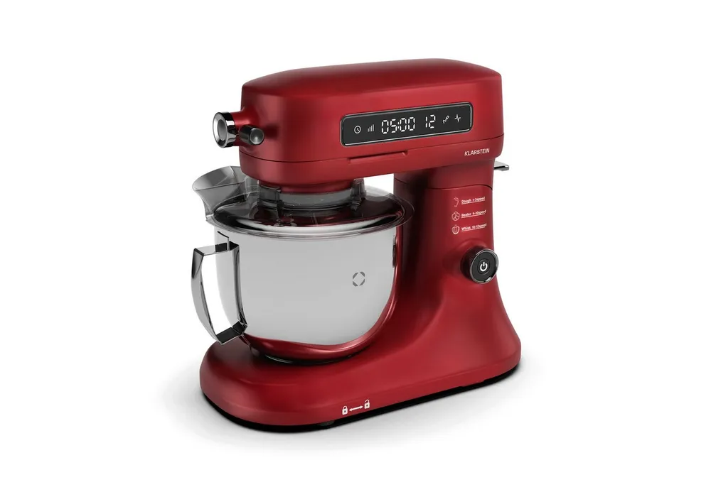 Klarstein Küchenmaschine mit Kochfunktion, 1600 W, 5 l Schüssel, Knethaken Rührbesen Schneebesen 5 L LCD Touch