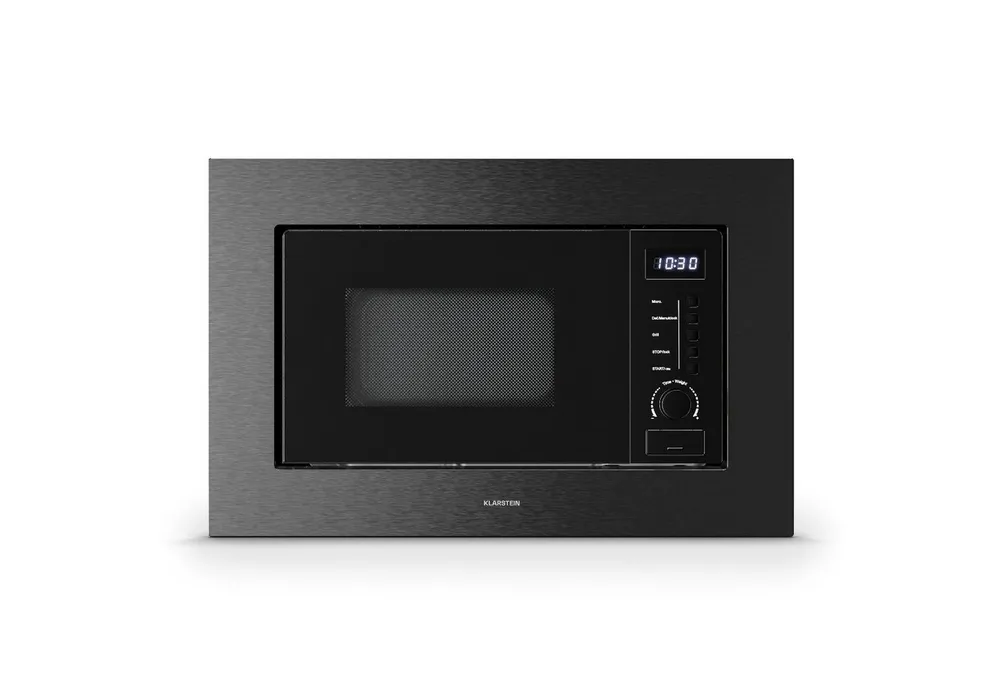 Klarstein Mikrowelle VeroSteel, Mikrowelle, Grill, 20 l, Einbau Microwave Grill 800 W 20 L LED Touch Schwarz