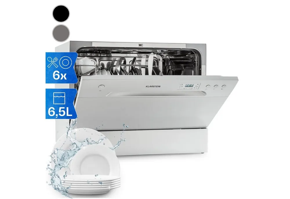 Klarstein Standgeschirrspüler Havasia UV 6 Geschirrspüler freistehend UV 6 Programme 1380W AquaStop 10041823, 7 l, Spülmaschine antibakteriell mit Selbstreinigung 6 Maßgedecke leise