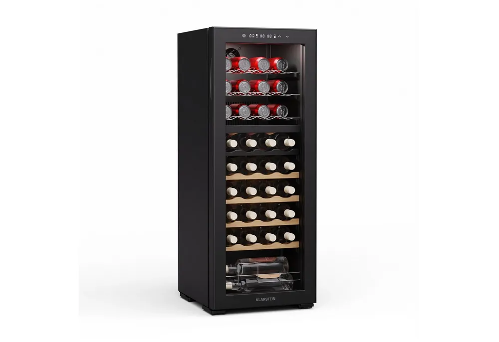 Klarstein Weinkühlschrank Bovella 36 Duo+, für 36 Standardflaschen á 0,75l,Wein Flaschenkühlschrank Weintemperierschrank Weinschrank Kühlschrank