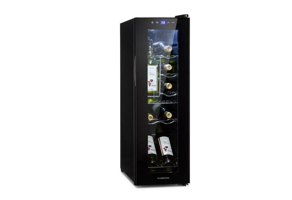 Klarstein Weinkühlschrank Shiraz 12 Slim Uno Weinkühlschrank 12 Flaschen 32L 1 Zone 5-18°C, für 12 Standardflaschen á 0,75l,Wein Flaschenkühlschrank Weintemperierschrank Weinschrank Kühlschrank
