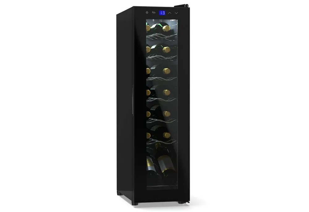 Klarstein Weinkühlschrank Shiraz 14 Slim Uno, für 14 Standardflaschen á 0,75l,Wein Flaschenkühlschrank Weintemperierschrank Weinschrank Kühlschrank