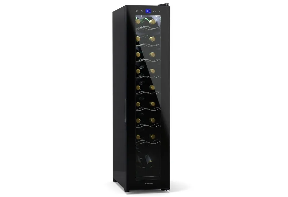 Klarstein Weinkühlschrank Shiraz 18 Slim Uno, für 18 Standardflaschen á 0,75l,Wein Flaschenkühlschrank Weintemperierschrank Weinschrank Kühlschrank