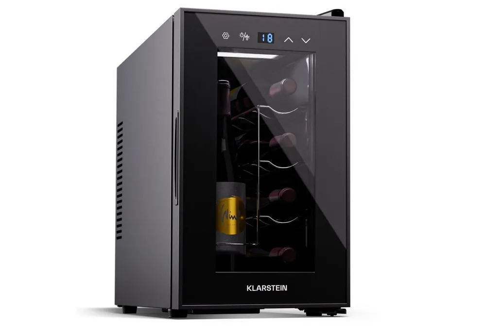 Klarstein Weinkühlschrank Shiraz, für 8 Standardflaschen á 0,75l,Wein Flaschenkühlschrank Weintemperierschrank Weinschrank Kühlschrank