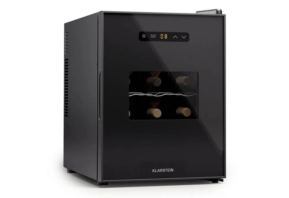Klarstein Weinkühlschrank Silent Vino 12 Uno, für 12 Standardflaschen á 0,75l,Wein Flaschenkühlschrank Weintemperierschrank Weinschrank Kühlschrank