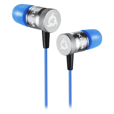 Klim Fusion In-Ear-Kopfhörer kabelgebunden mit Memory-Schaum, Mikrofon und Geräuschisolierung, Blau