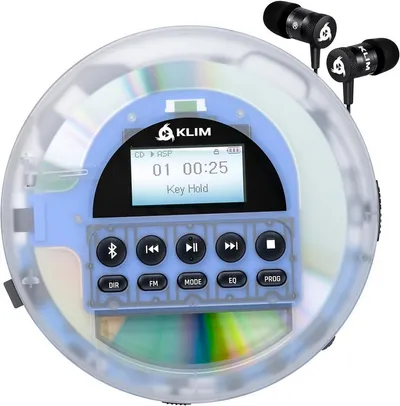 KLIM Nomad tragbarer CD-Player (Bluetooth, tragbarer Discman mit Kopfhörer, Ideal für Autos, MP3)