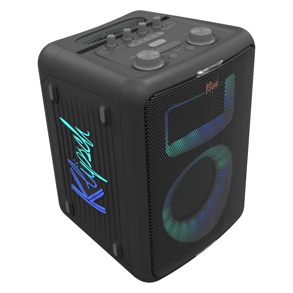 Lautsprecher Klipsch Party Wireless 95 dB Bluetooth LED-Lichtshow Mikrofon 12 h Akkulaufzeit