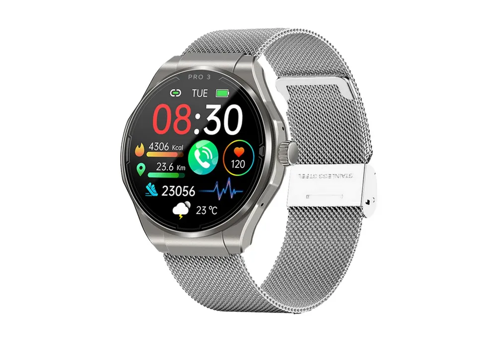 Knauermann PRO 3 (2024) Gesundheitsuhr mit Telefon & Notruffunktion Smartwatch, Bluetooth