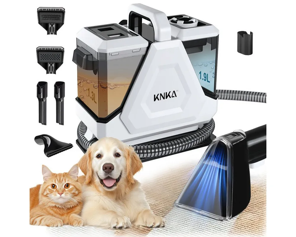 KNKA PRO Teppichreinigungsgerät Polsterreiniger Gerät, Tragbarer Teppichreiniger Waschsauger, 550 W, beutellos, mit 16000pa Saugkraft, für Sofas, Teppiche und Haustierunterlagen