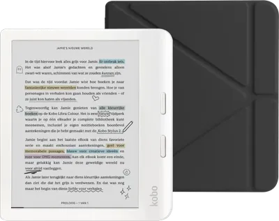 Kobo Libra Colour Weiß + BlueBuilt Book Case Schwarz