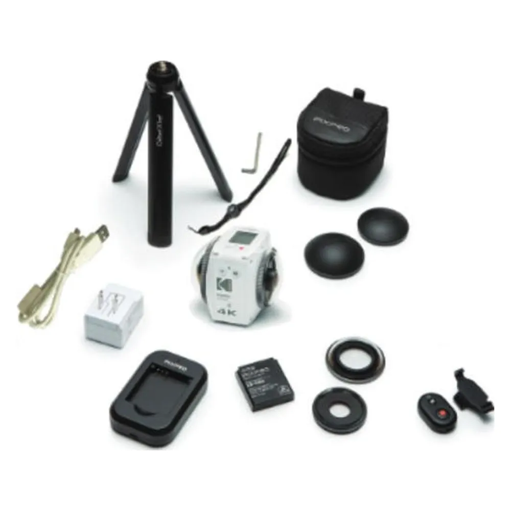 Kodak Pixpro 4KVR360 Action Cam 360º Dual Lens 4K WiFi Sportkamera mit Zubehör