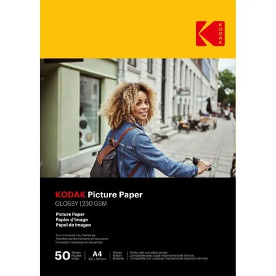 Kodak 9891267 Fotopapier, glänzend, A4, 230 g/m², für Tintenstrahldruck, 50 Blatt