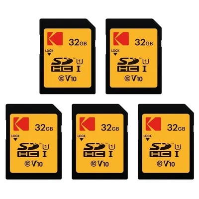 Speicherkarte Kodak SDHC 32GB Pack 5x hohe Geschwindigkeit 90MB/s Schreibschutz