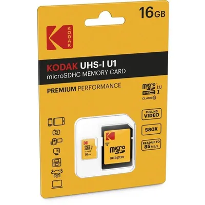 Speicherkarte Kodak Premium Perfomance MicroSDHC 16GB Klasse 10 mit Adapter