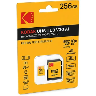 Kodak Ultra Performance MicroSDXC-Speicherkarte 256 GB UHS-I U3 V30 A1 mit Adapter