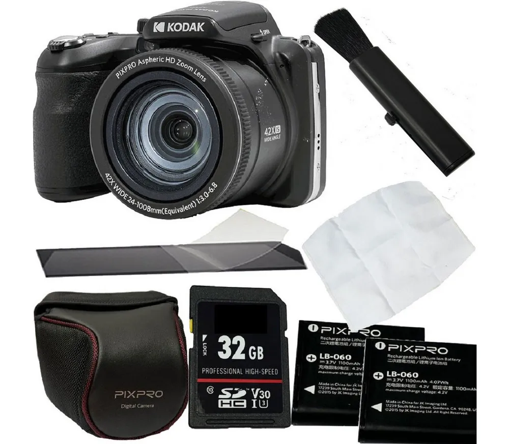 Kodak PixPro AZ426 schwarz Digitalkamera Set + Zubehör Kompaktkamera (inkl. Tasche,Karte,Akku,Lenspen,Display-Schutzfolie,Mikrofasertuch)