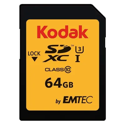 Speicherkarte Kodak SDXC 64GB Class10 U3 95 MB/s Schwarz