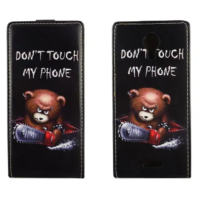 König Design Wiko Jerry 2 Handyhülle Schutzcase Bär mit Kettensäge Tasche Flip Cover Etuis