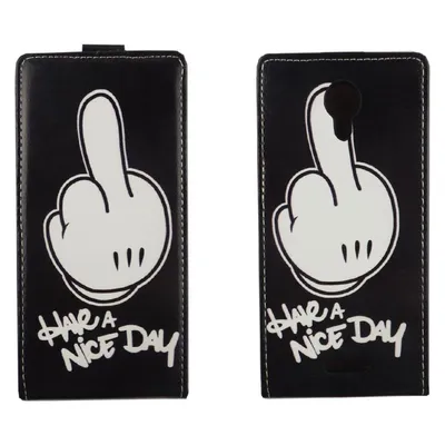 König Design Wiko Jerry 2 Handyhülle Schutzcase Mittelfinger Tasche Flip Cover Bumper Etuis