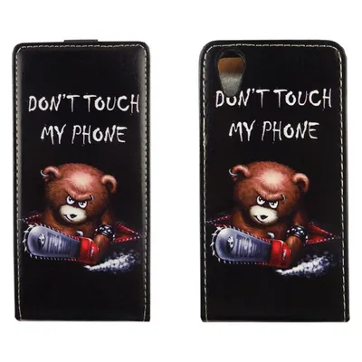 König Design Wiko Sunny 2 Handyhülle Schutzcase Bär mit Kettensäge Tasche Flip Cover Etuis