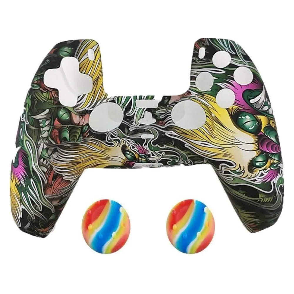 König Design 2 x Schutzhülle für Playstation 5 DualSense Controller Skin Silikon Schutz Motiv