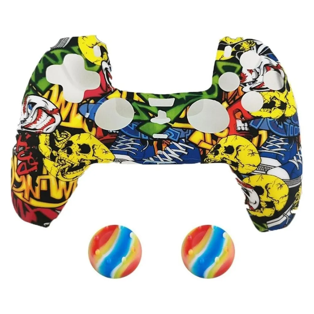 König Design 2 x Schutzhülle für Playstation 5 DualSense Controller Skin Silikon Schutz Motiv (PS5)