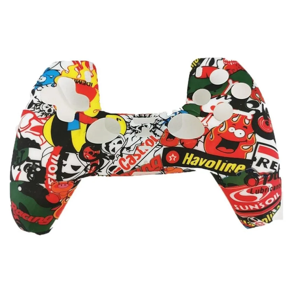 König Design 2 x Schutzhülle für Playstation 5 DualSense Controller Skin Silikon Schutz Motiv (PS5)