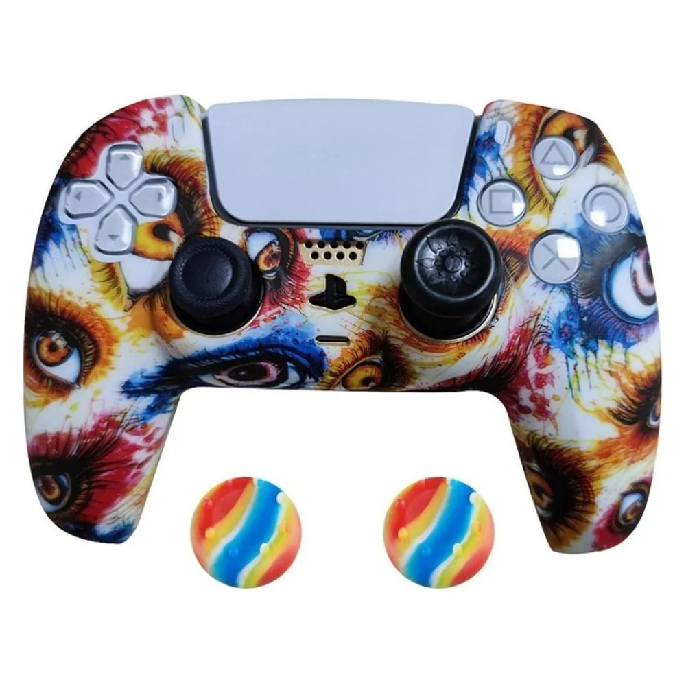 König Design 2 x Schutzhülle für Playstation 5 DualSense Controller Skin Silikon Schutz Motiv (PS5)