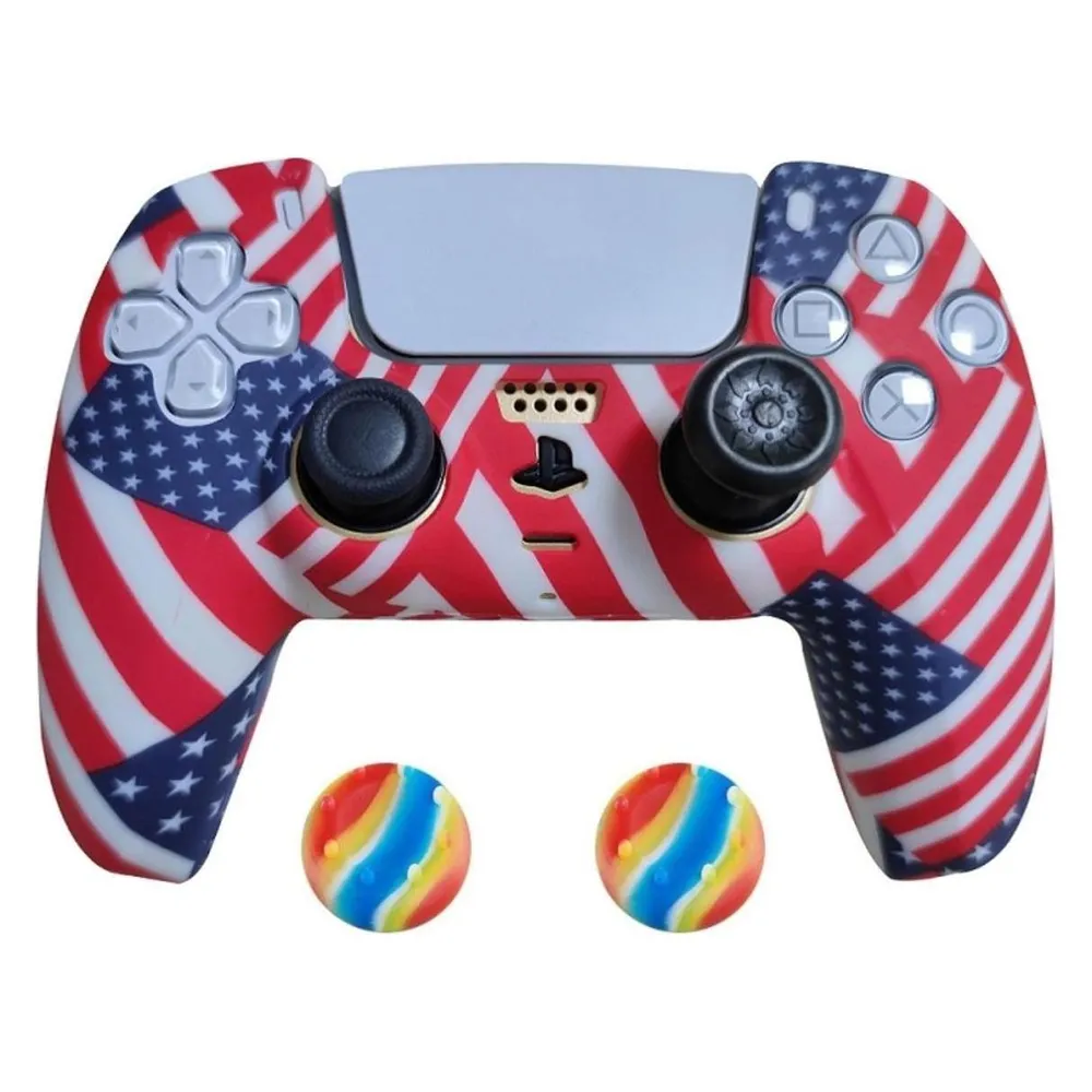 König Design 2 x Schutzhülle für Playstation 5 DualSense Controller Skin Silikon Schutz Motiv (PS5)