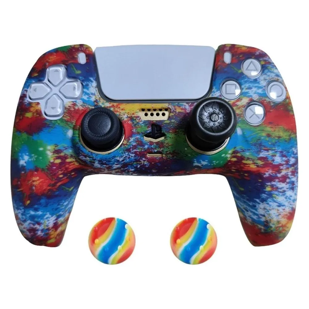 König Design 2 x Schutzhülle für Playstation 5 DualSense Controller Skin Silikon Schutz Motiv