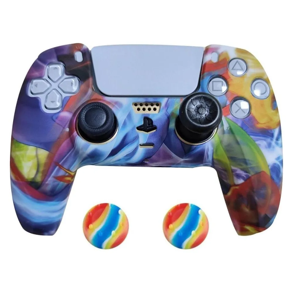 König Design 2 x Schutzhülle für Playstation 5 DualSense Controller Skin Silikon Schutz Motiv (PS5)
