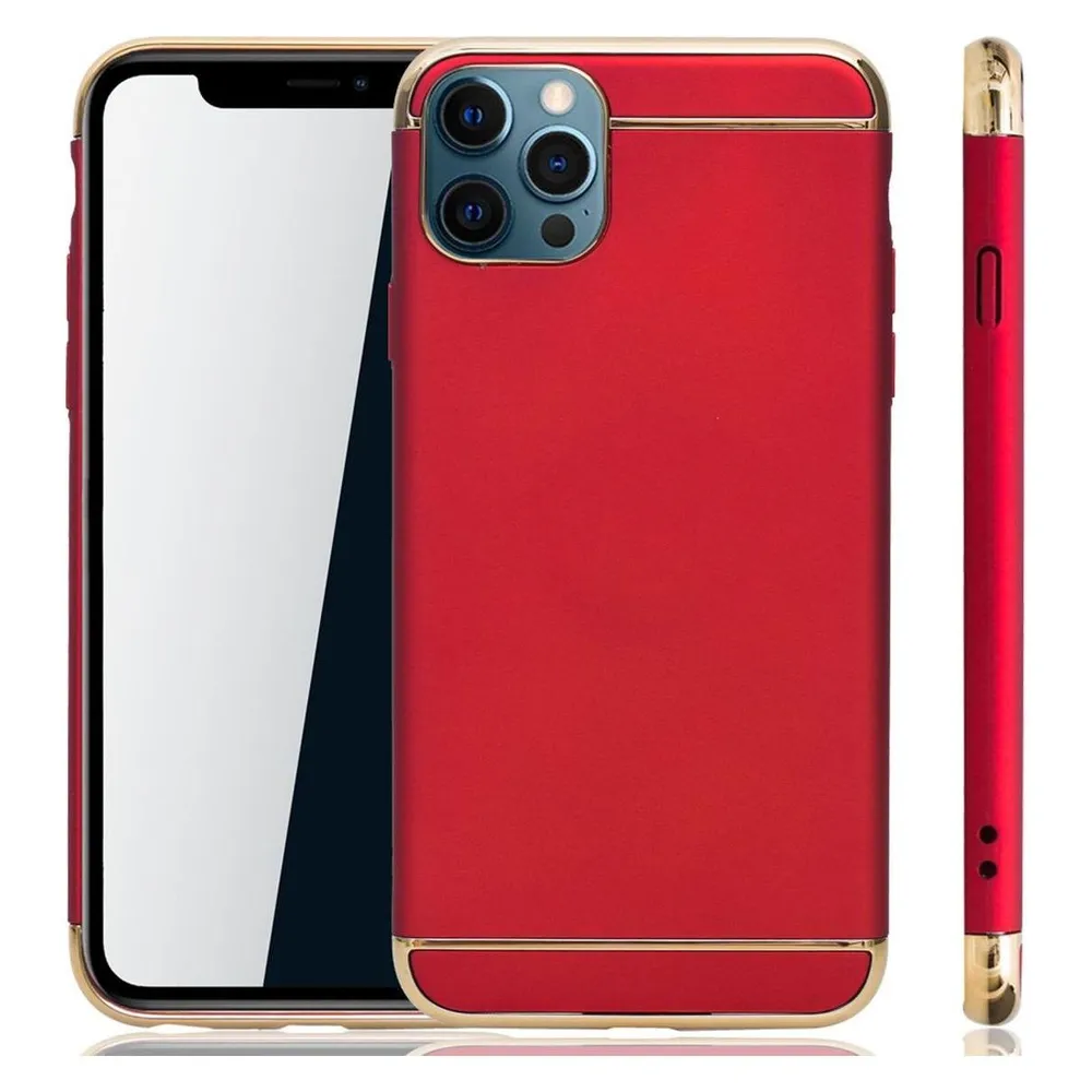 König Design Apple iPhone 12 / 12 Pro Hülle Case Handy Cover Schutz Tasche Schutzhülle Bumper Rot
