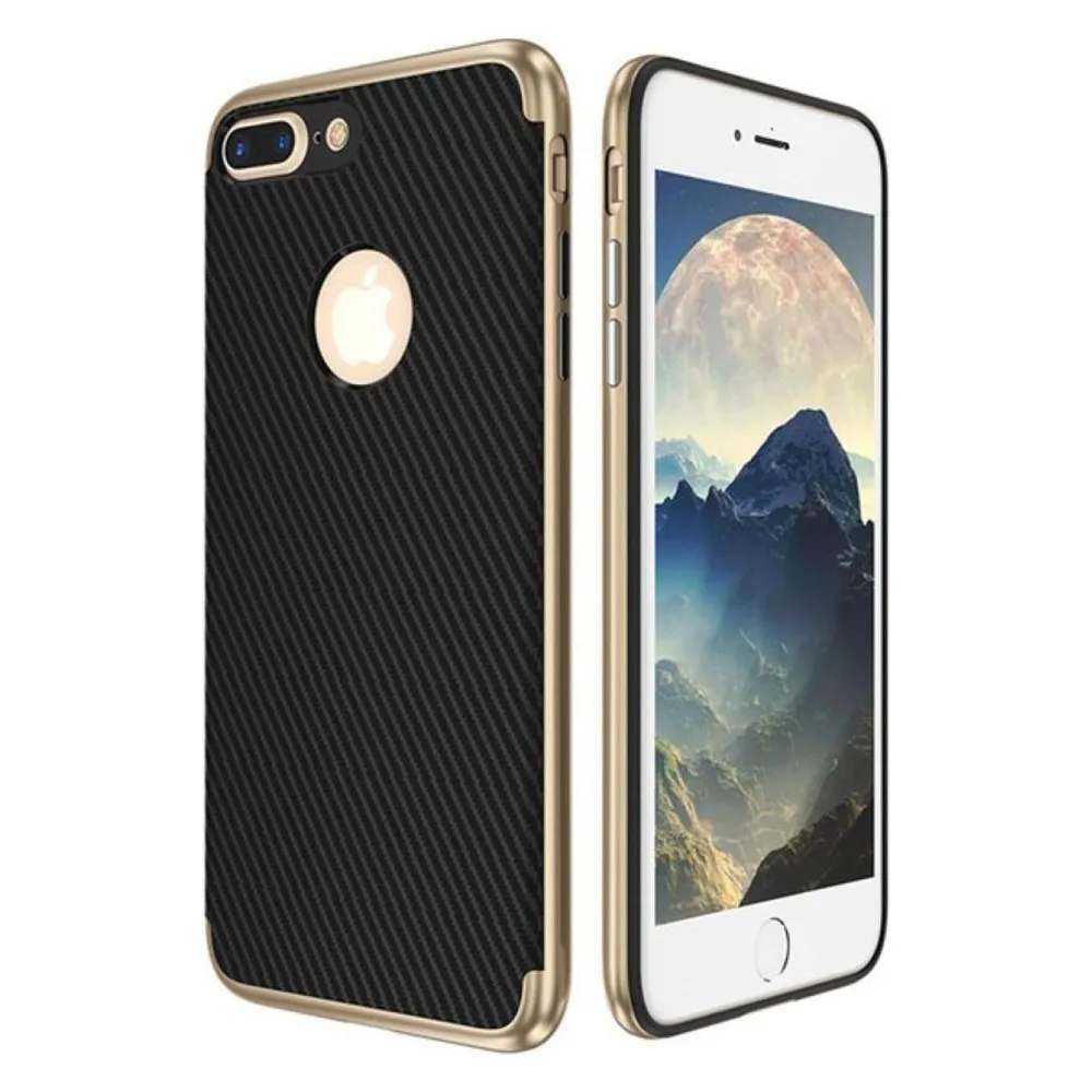 König Design Apple IPhone 7 Hülle Case Handy Cover Schutz Tasche Schutzhülle Carbon Etui Gold