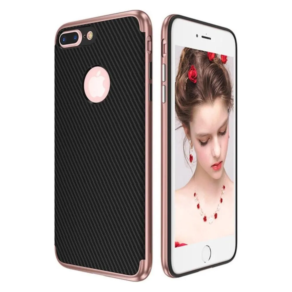König Design Apple iPhone 7 Plus Hülle Case Handy Cover Schutz Tasche Schutzhülle Carbon Pink