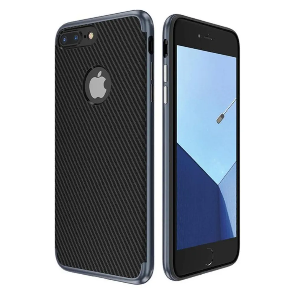 König Design Apple iPhone 7 Plus Hülle Case Handy Cover Schutz Tasche Schutzhülle Carbon Blau