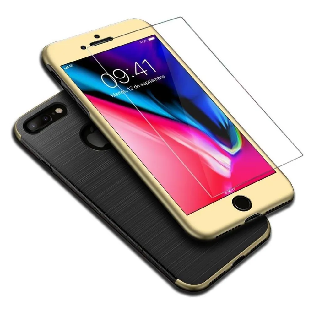 König Design Apple iPhone 7 Plus Hülle Case Handy Cover Schutz Tasche Schutzhülle Carbon Gold
