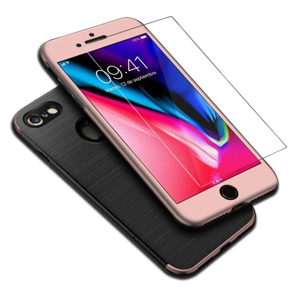 König Design Apple iPhone 8 Hülle Case Handy Cover Schutz Tasche Schutzhülle Carbon Etui Pink