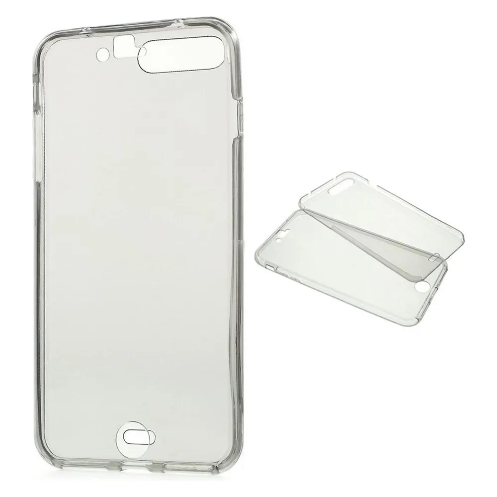 König Design Apple iPhone 8 Plus Full Body 360 Silikon Schutzhülle Handyhülle Case Hülle Grau