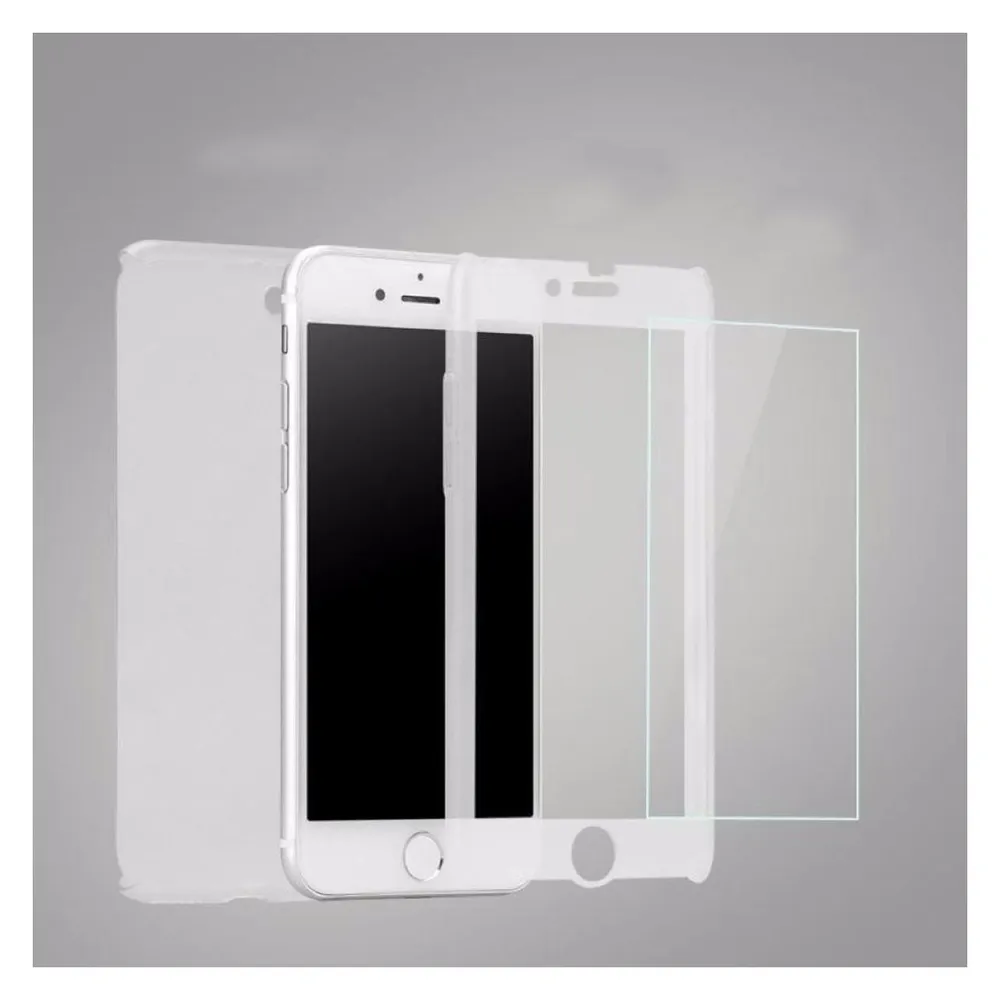 König Design Apple iPhone 8 Plus Handy Hülle Schutz Case Cover Panzer Schutz Glas Hellblau