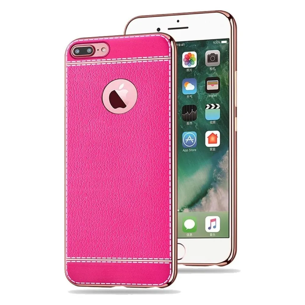 König Design Apple iPhone 8 Plus Handy Hülle Schutz Case Chrom Back Cover Ultra Slim Pink